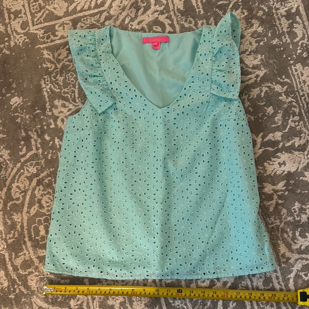 Lilly Pulitzer Aqua Eyelet Top
